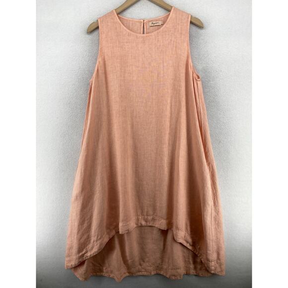 Rebecca Taylor Dresses & Skirts - MAGIC LINEN Dress L Shift Royal Toscana Linen Sleeveless High Low Midi Peach